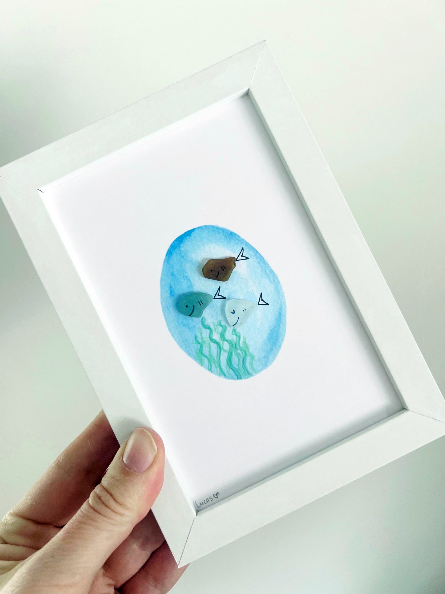 Cute Fish Trio Sea Glass Art