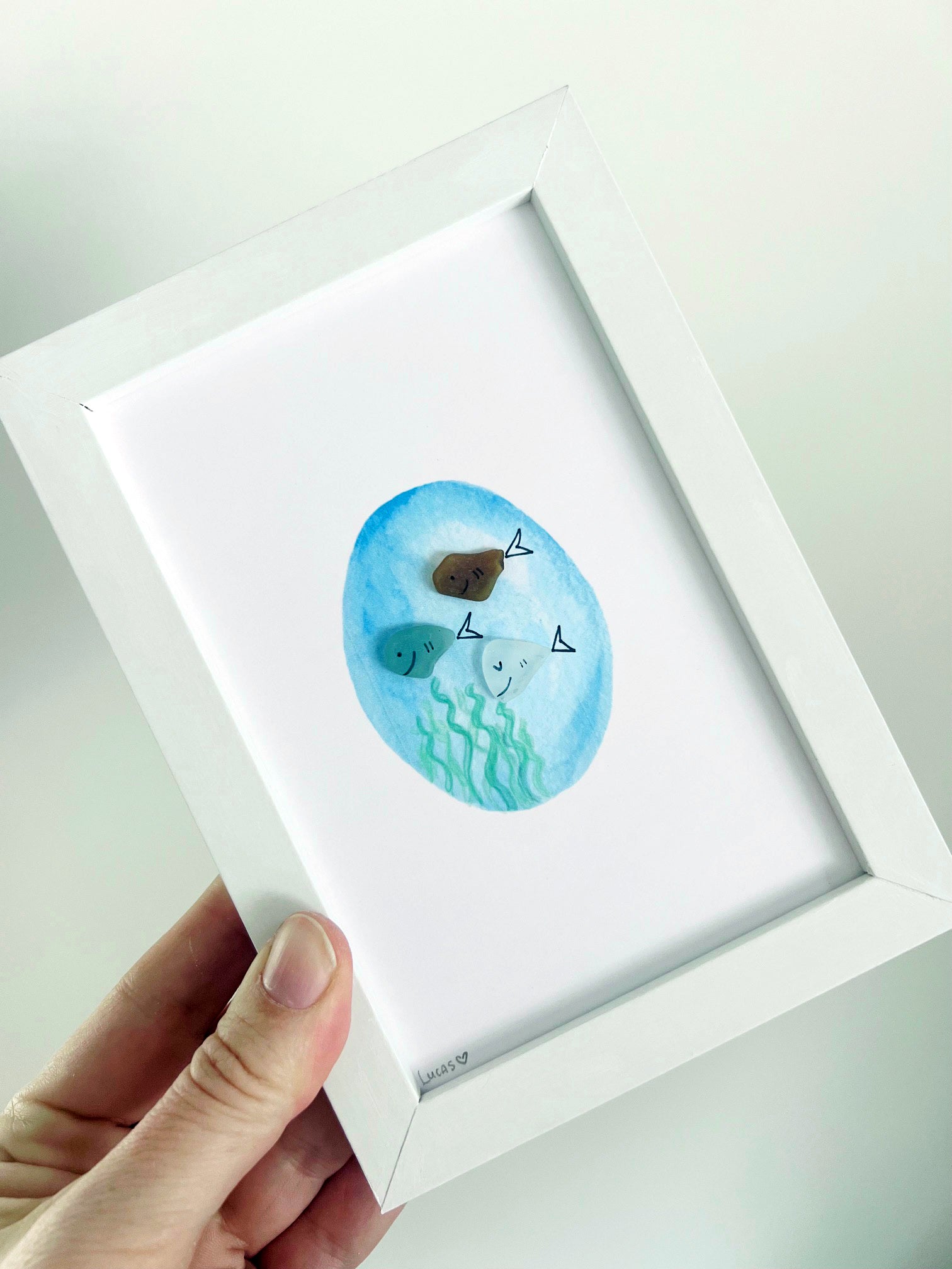 Cute Fish Trio Sea Glass Art