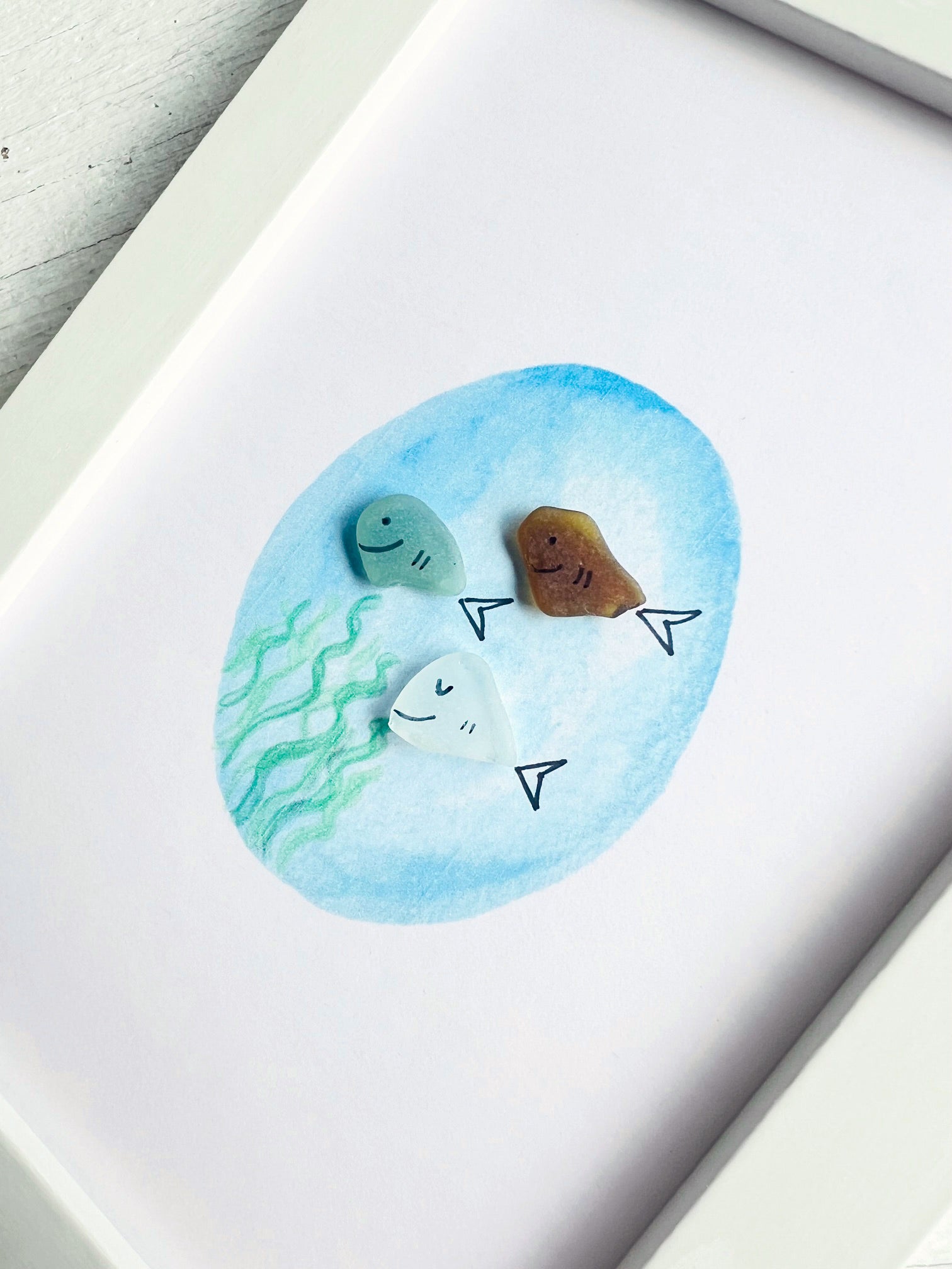 Cute Fish Trio Sea Glass Art