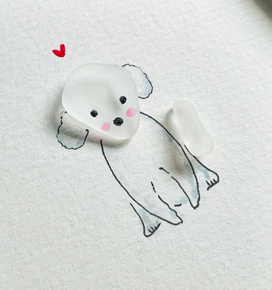 Poodle Dog Sea Glass Art by Sook & Hook