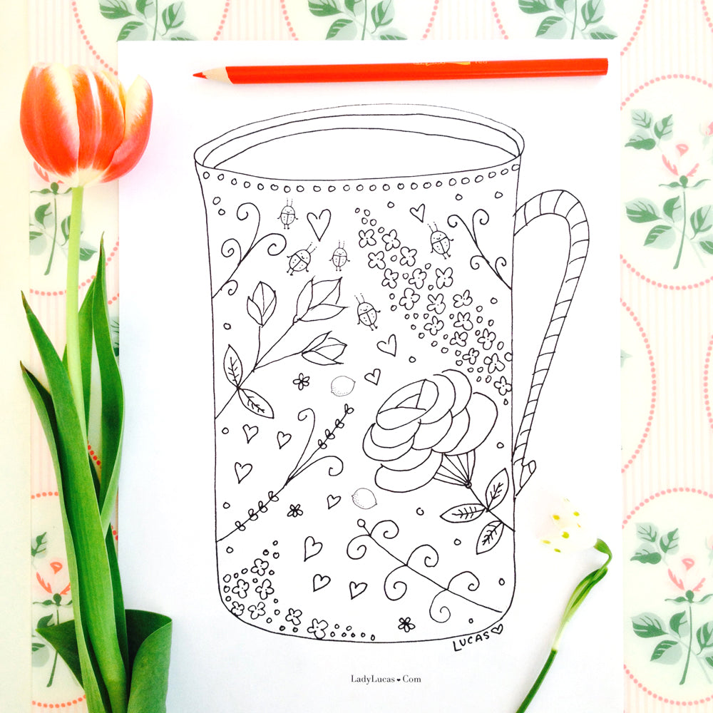 Printable Tea Time Coloring Book