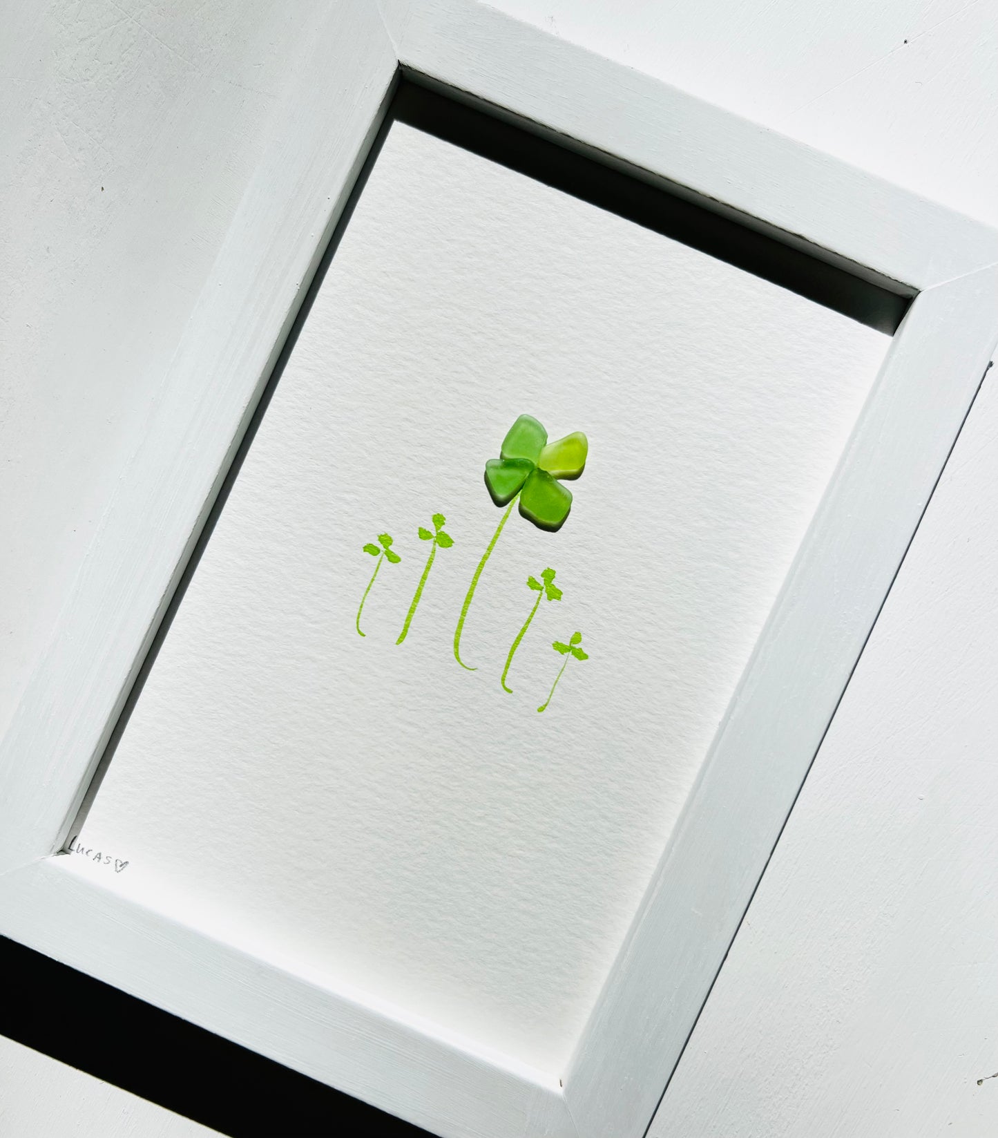Cute Shamrock Sea Glass Art