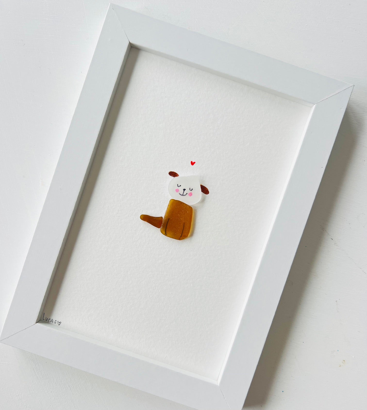 Cute Dog Sea Glass Art by Sook & Hook