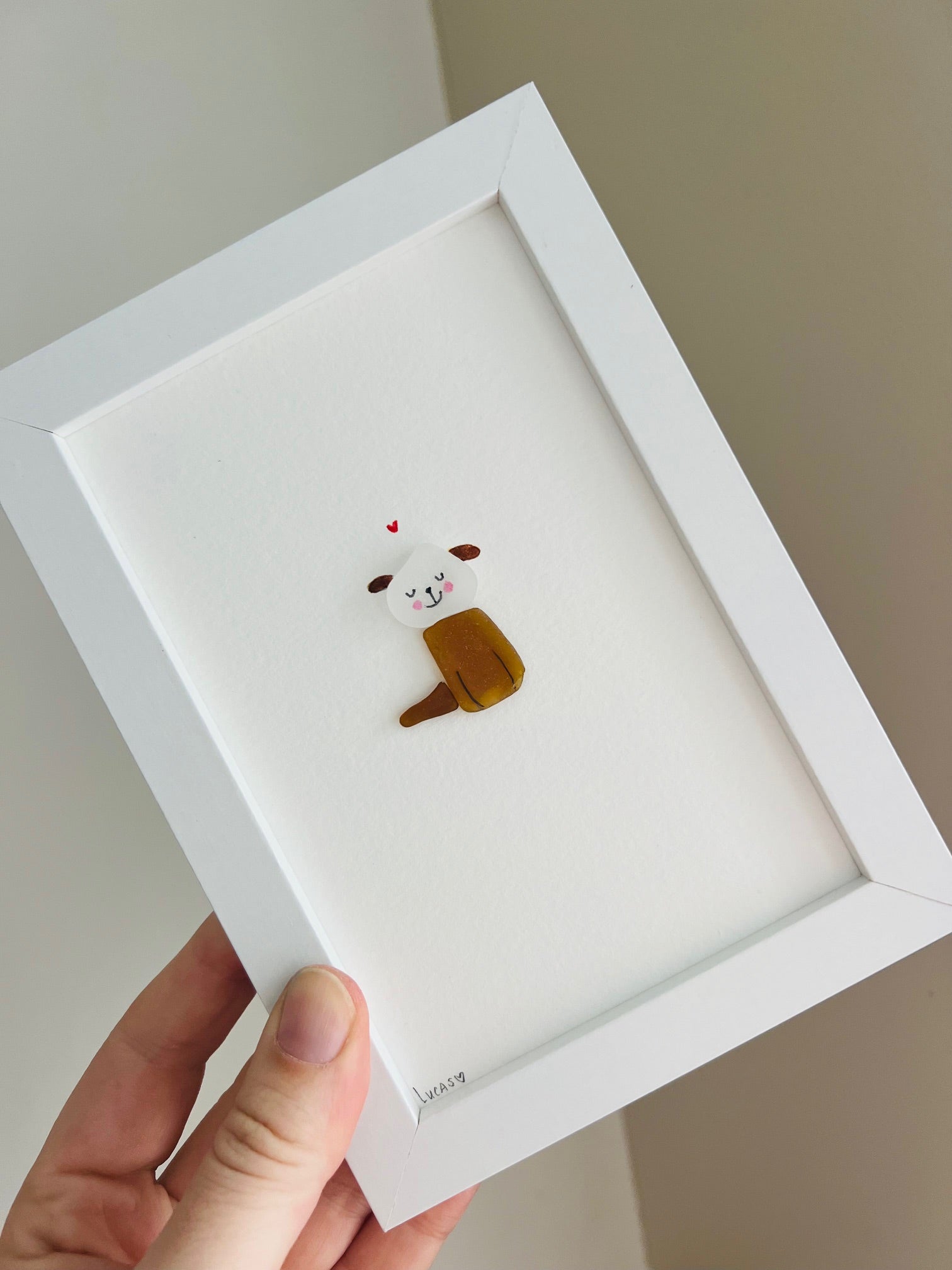 Cute Dog Sea Glass Art by Sook & Hook