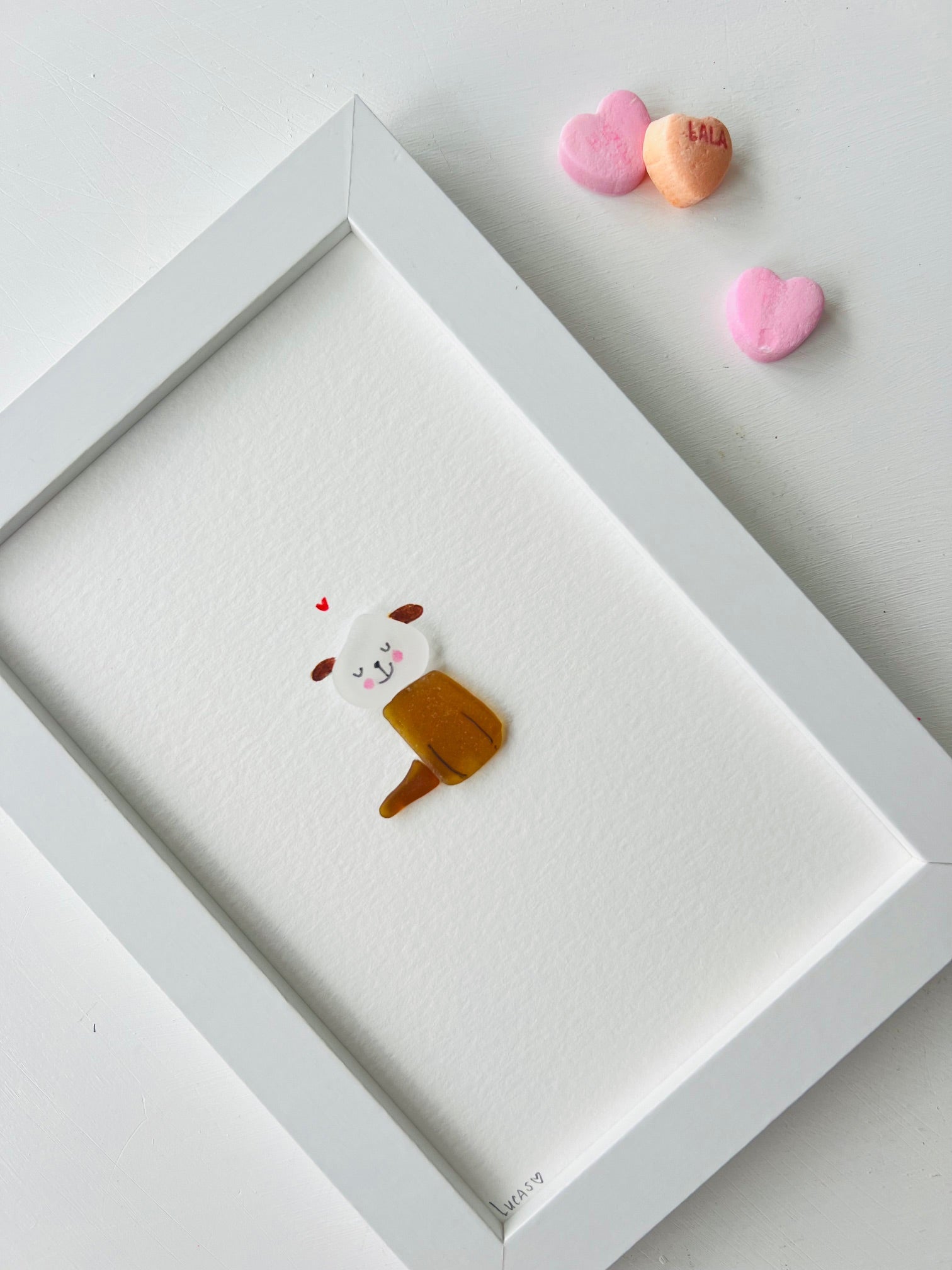 Cute Dog Sea Glass Art by Sook & Hook
