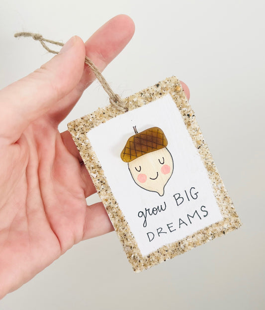 Cute Acorn Sea Glass Ornament | Grow Big Dreams