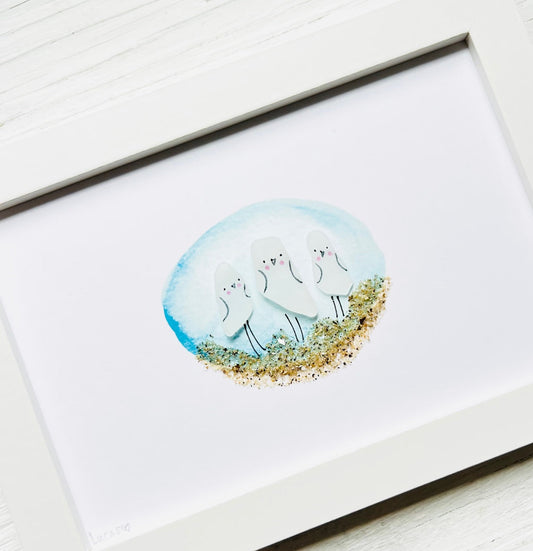 Shore Birds Sea Glass Art