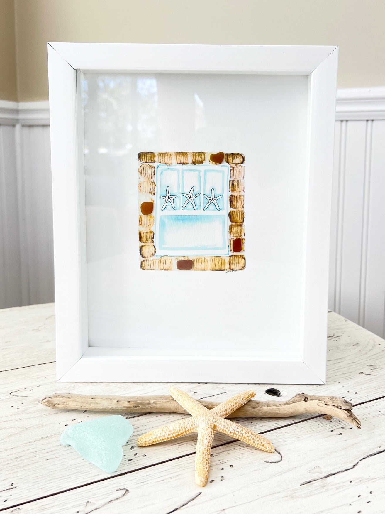 Shore Points Sea Glass Art Collection | 8"x10" Shadow Box Frame
