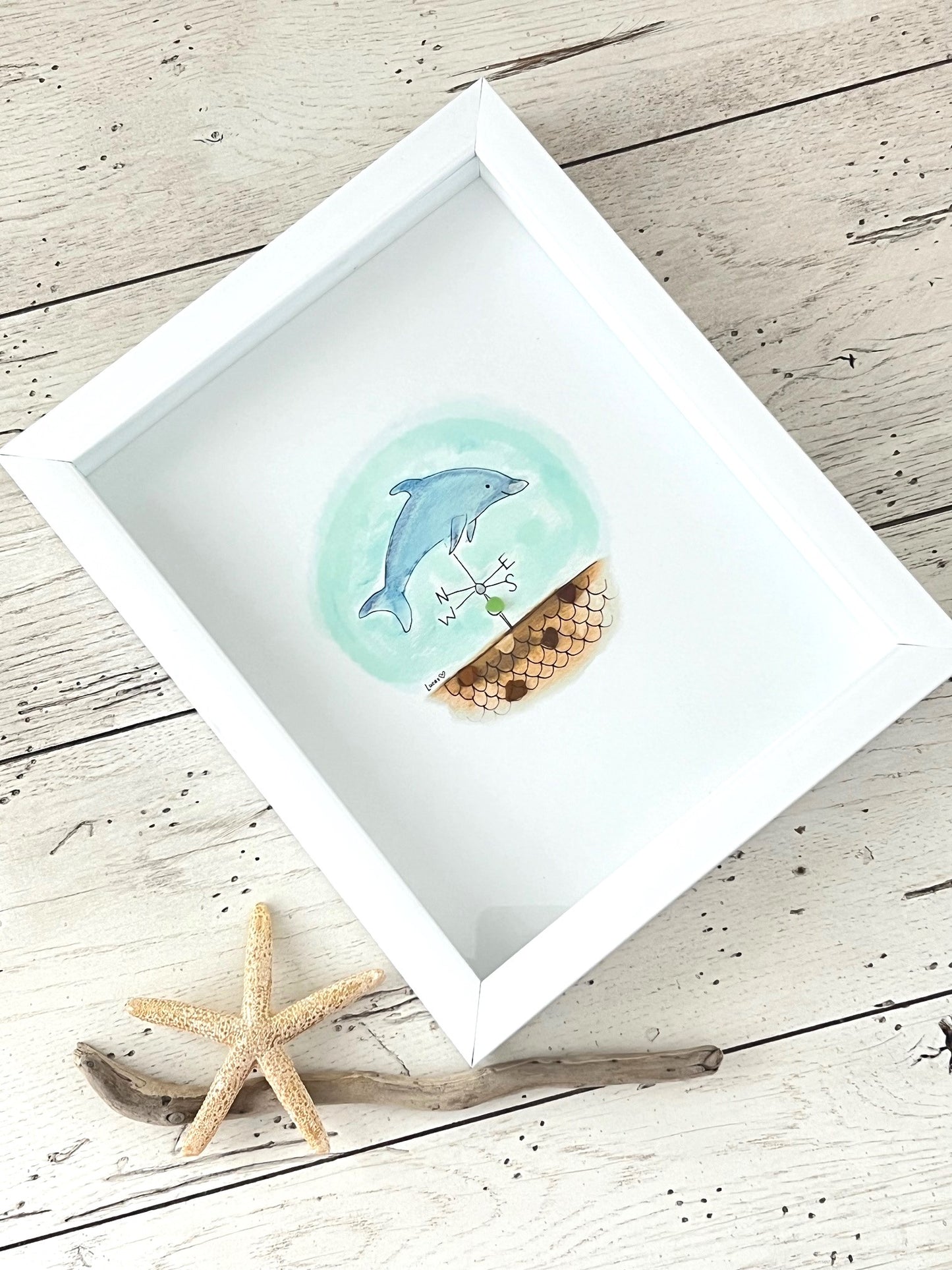 Shore Points Sea Glass Art Collection | 8"x10" Shadow Box Frame