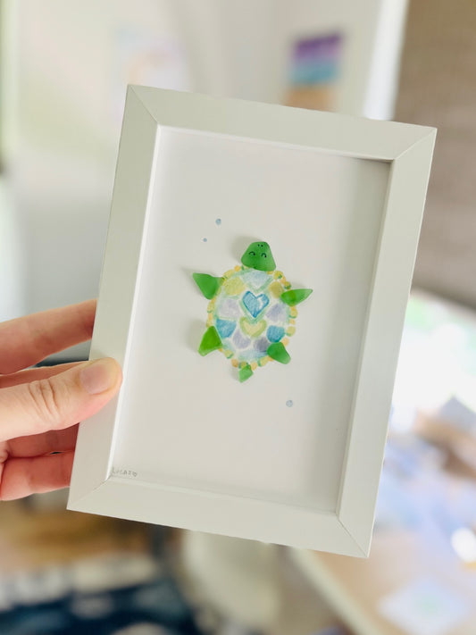 Cute Turtle Sea Glass Art