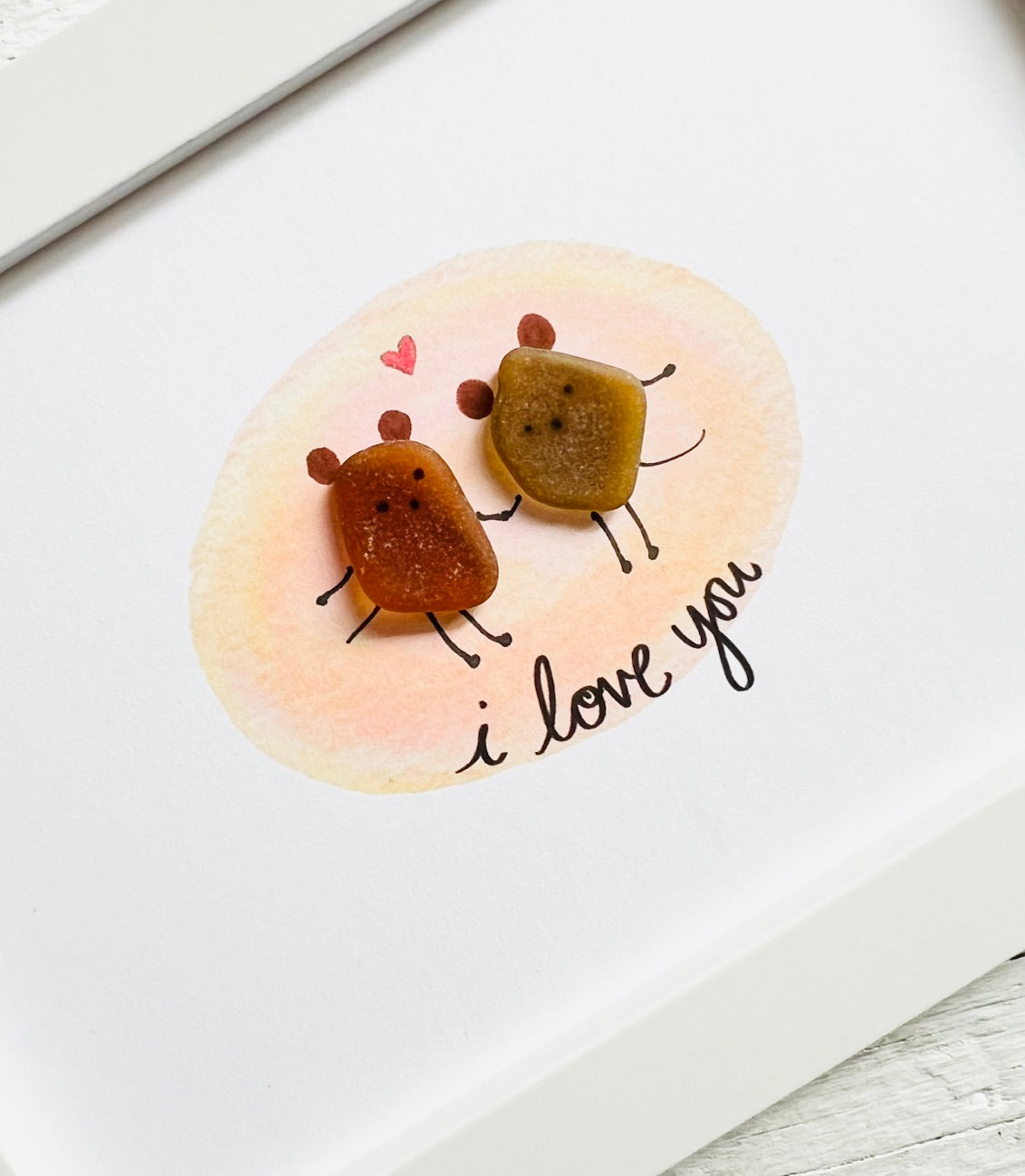 I love you mice sea glass art by Sook & Hook