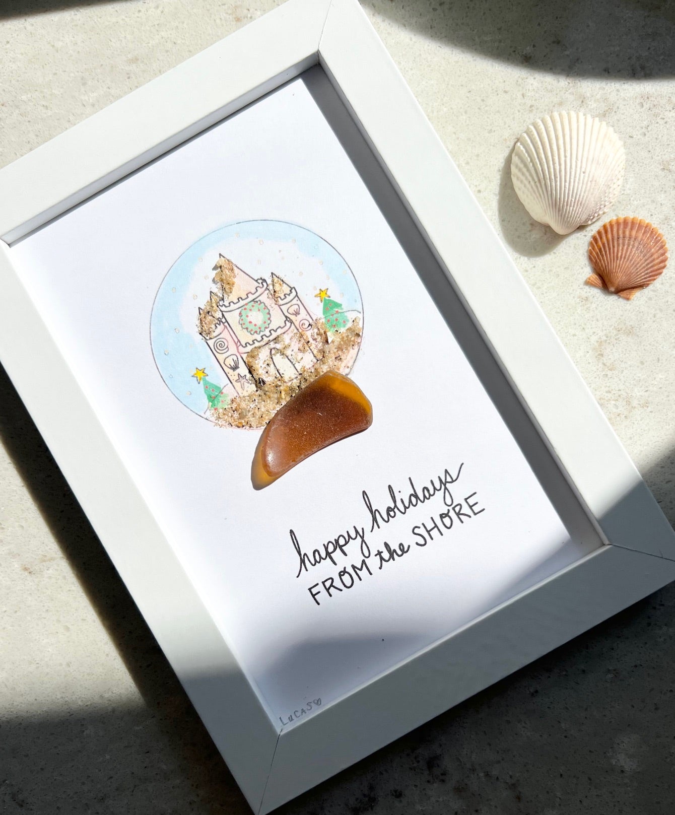 Sand Castle Snow Globe Sea Glass & Sand Art