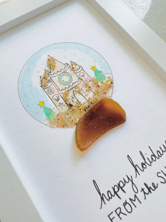 Sand Castle Snow Globe Sea Glass & Sand Art