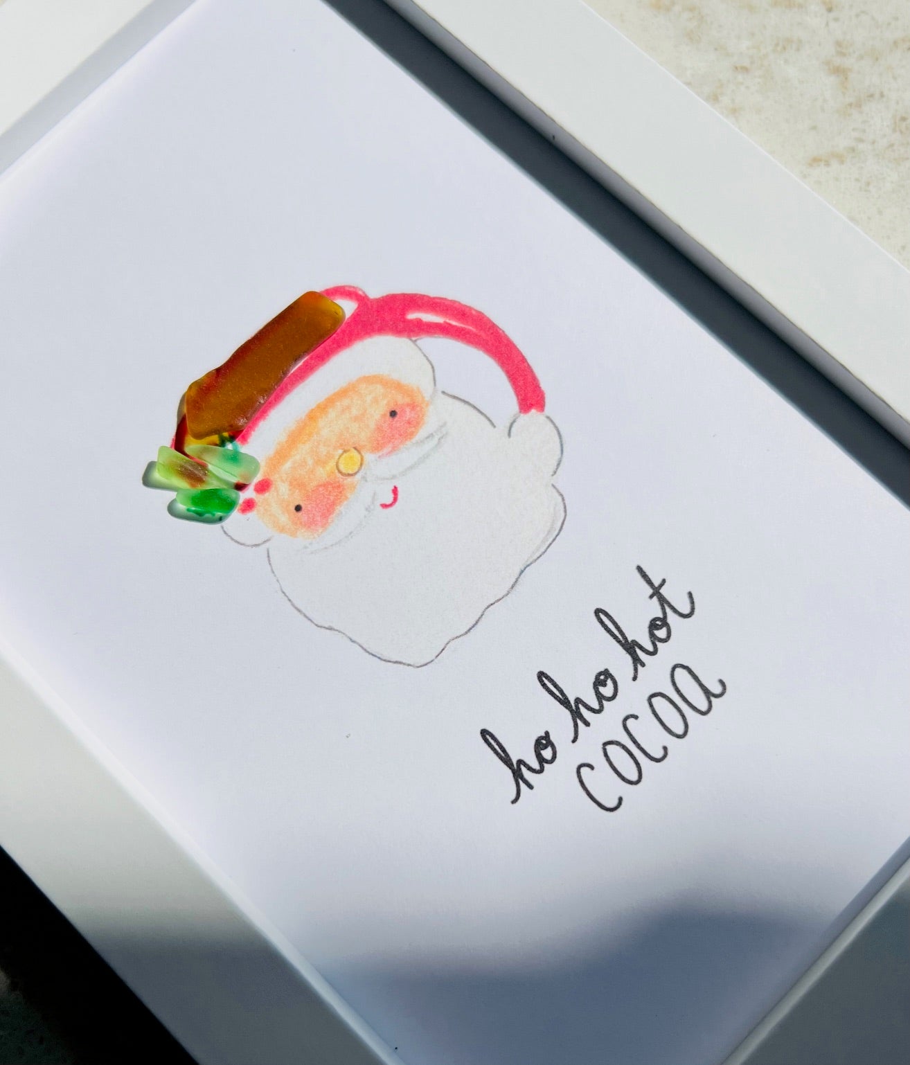 Santa Mug Ho Ho Hot Cocoa Sea Glass Art