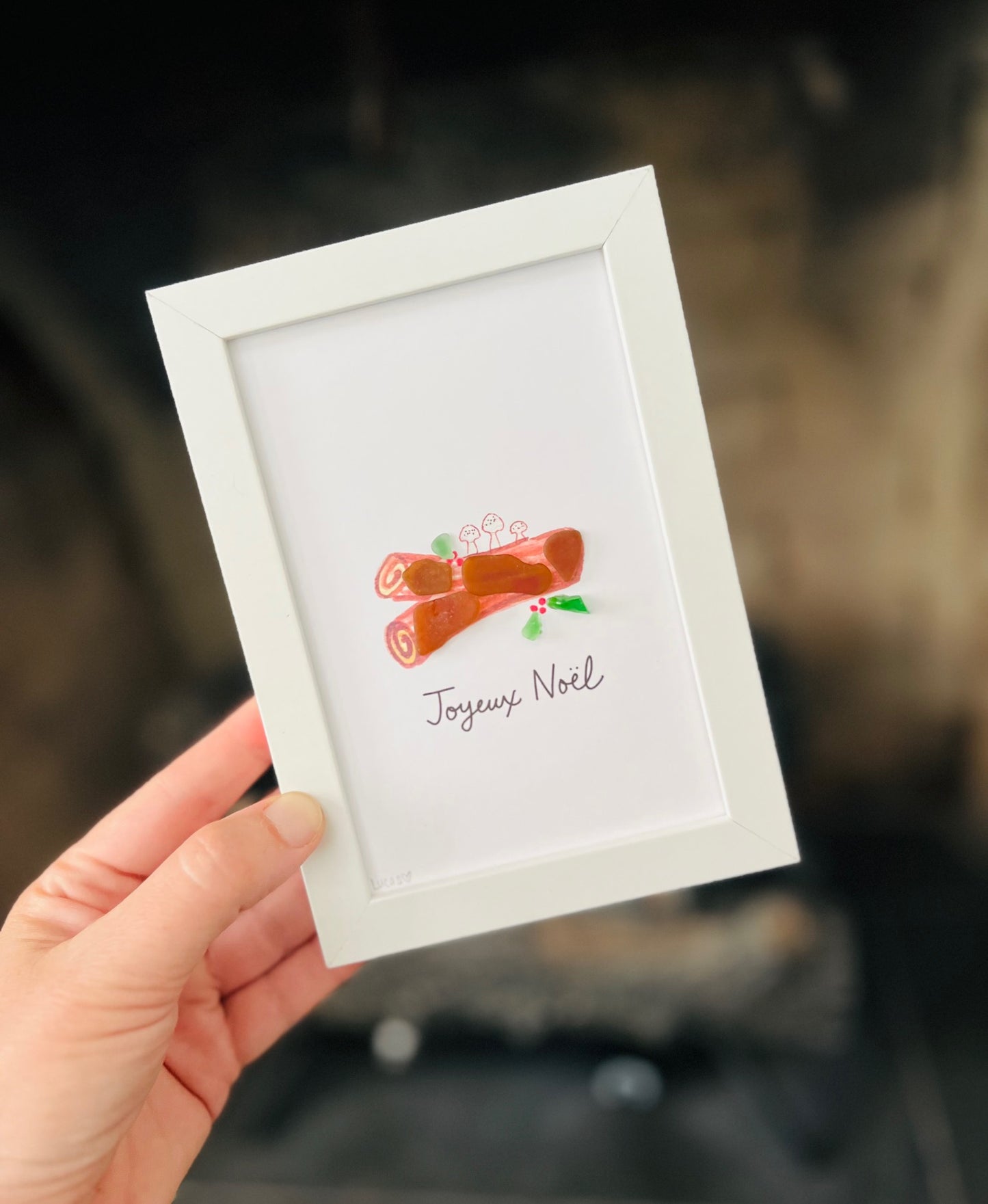 Yule Log Sea Glass Art | Joyeux Noel