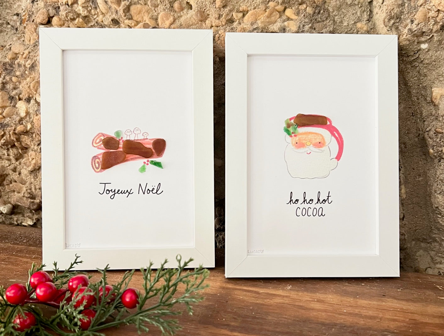 Yule Log Sea Glass Art | Joyeux Noel