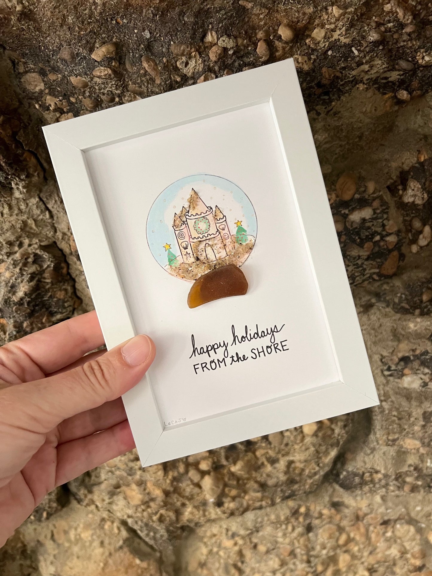 Sand Castle Snow Globe Sea Glass & Sand Art