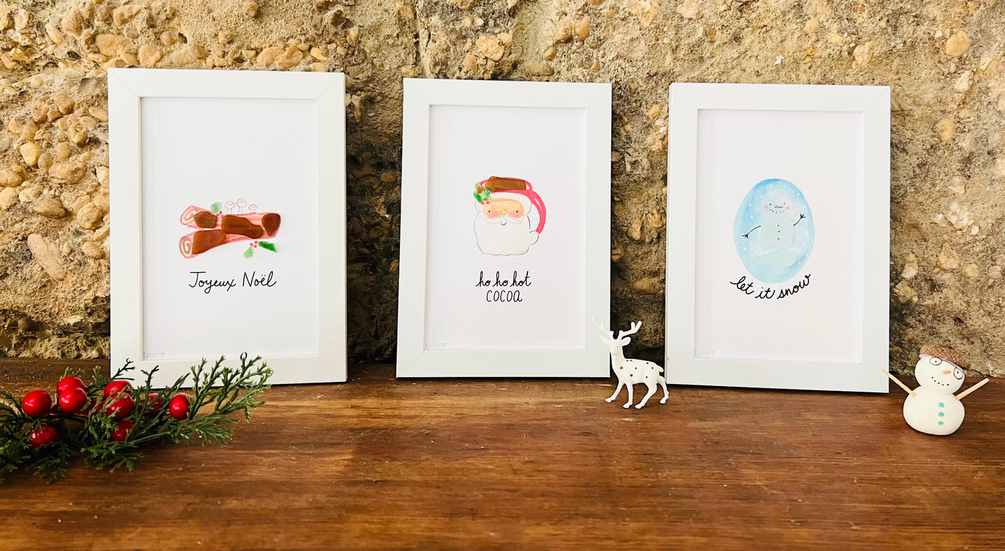 Let it Snow Snowman Sea Glass Art