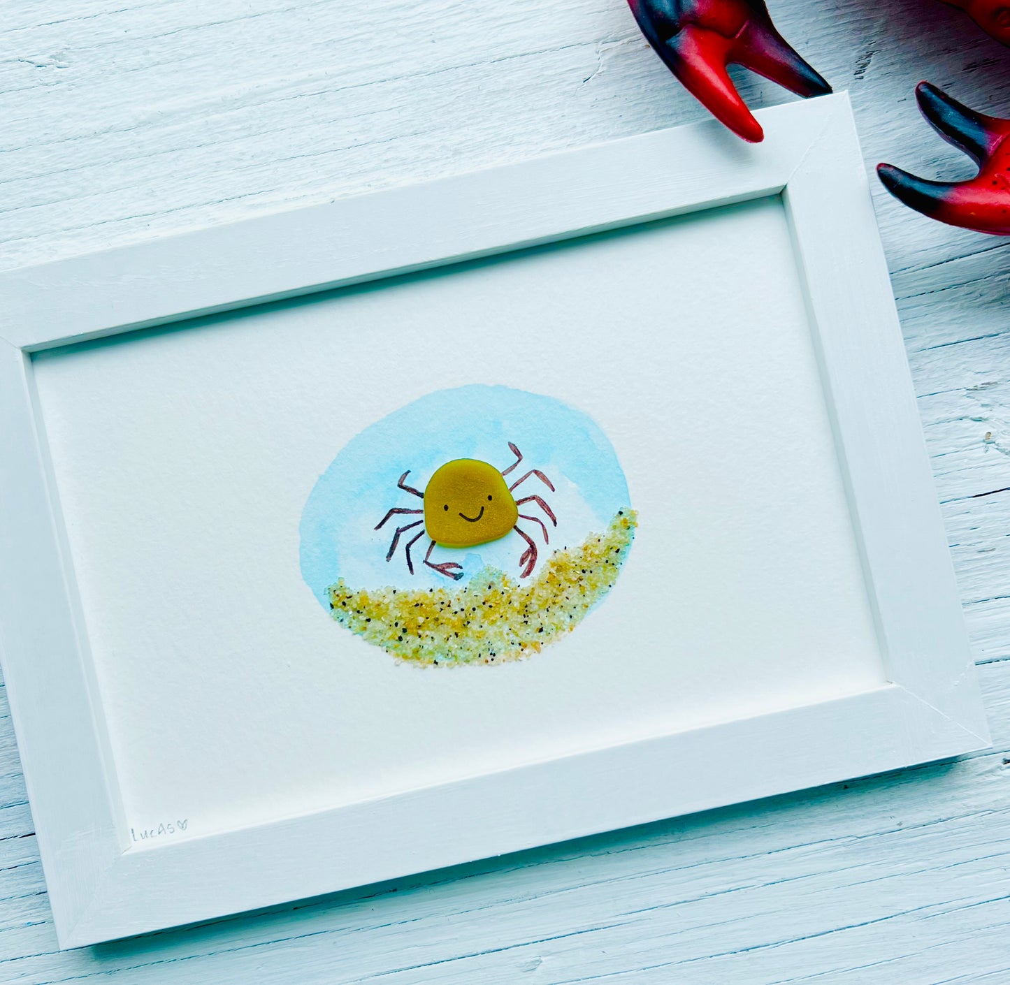 Cute Crab Customizable Sea Glass Art