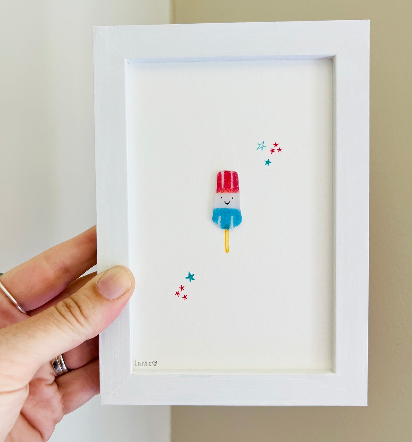 Patriotic Popsicle Sea Glass Art by Sook & Hook