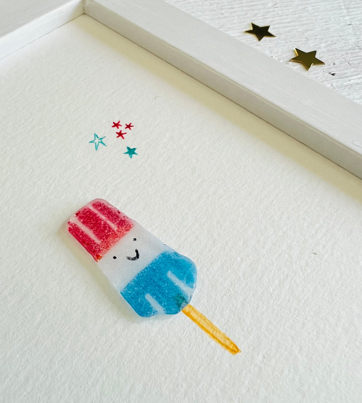 Patriotic Popsicle Sea Glass Art by Sook & Hook