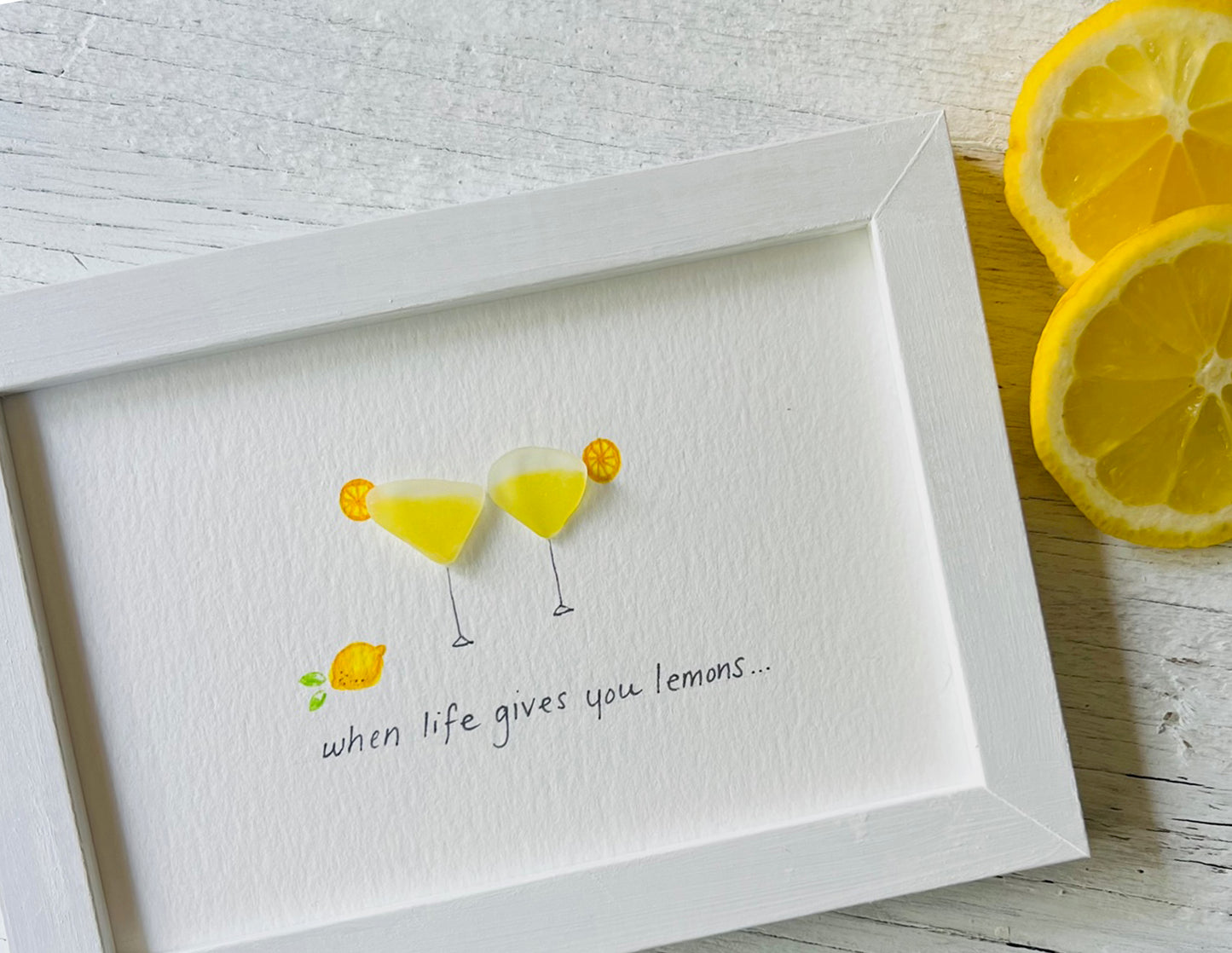 Lemon Drop Martinis Sea Glass Art by Sook & Hook