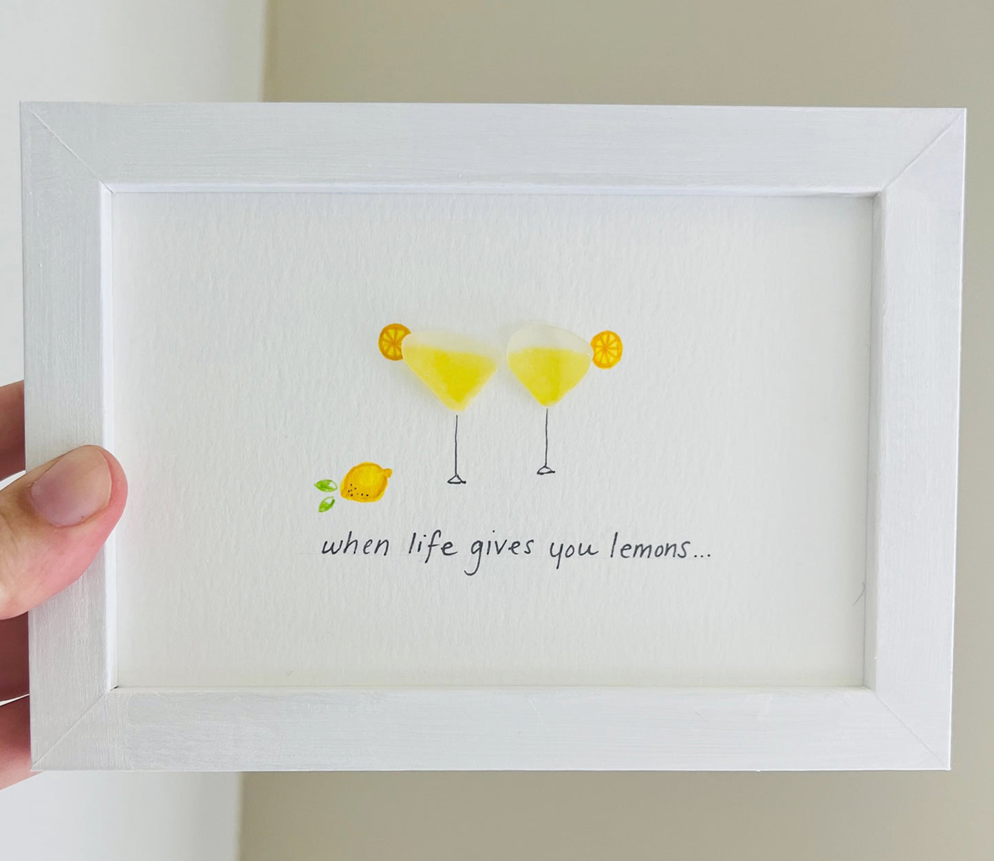 Lemon Drop Martinis Sea Glass Art by Sook & Hook