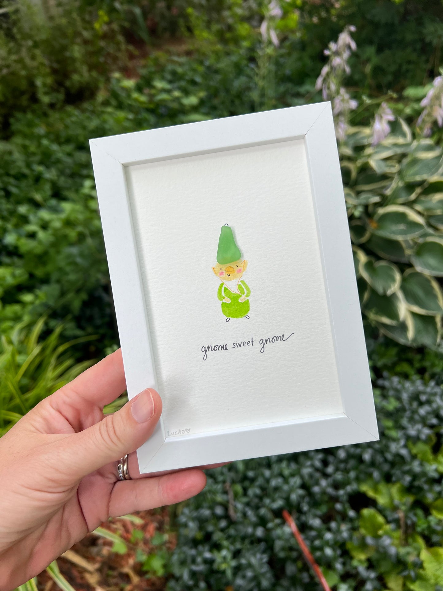 Gnome Sweet Gnome Sea Glass Art