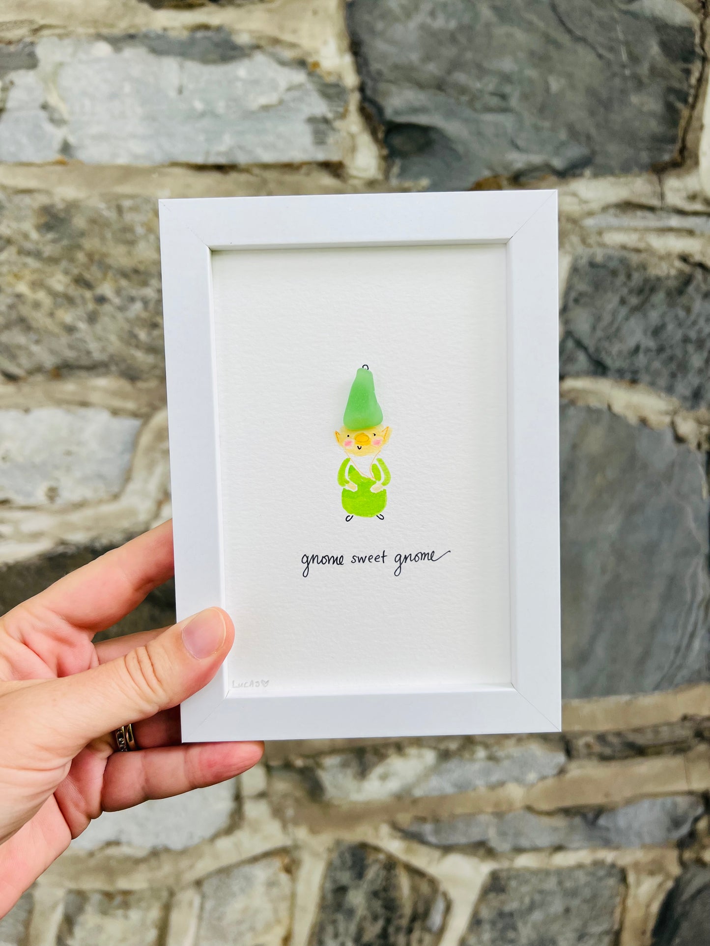 Gnome Sweet Gnome Sea Glass Art