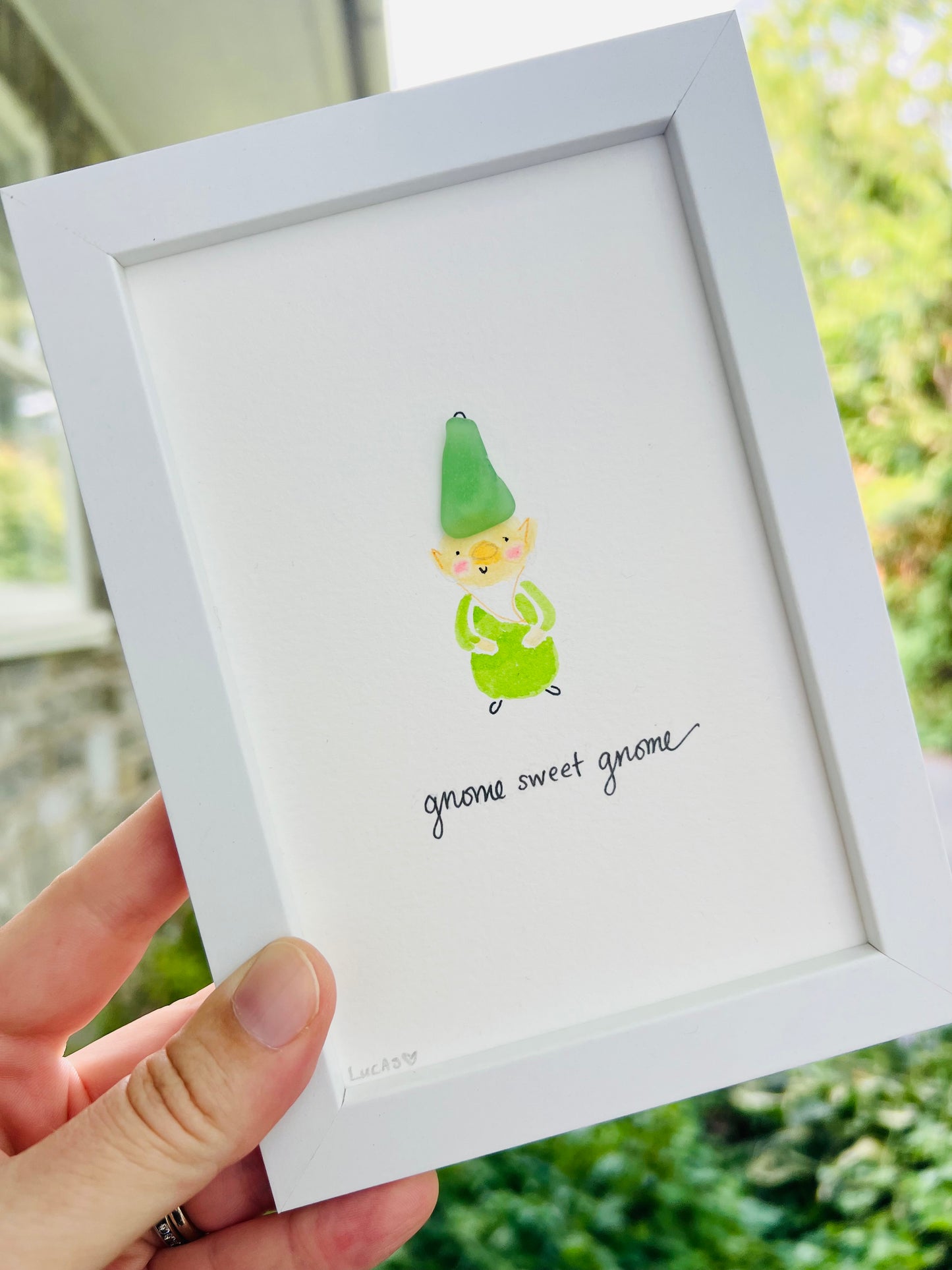 Gnome Sweet Gnome Sea Glass Art