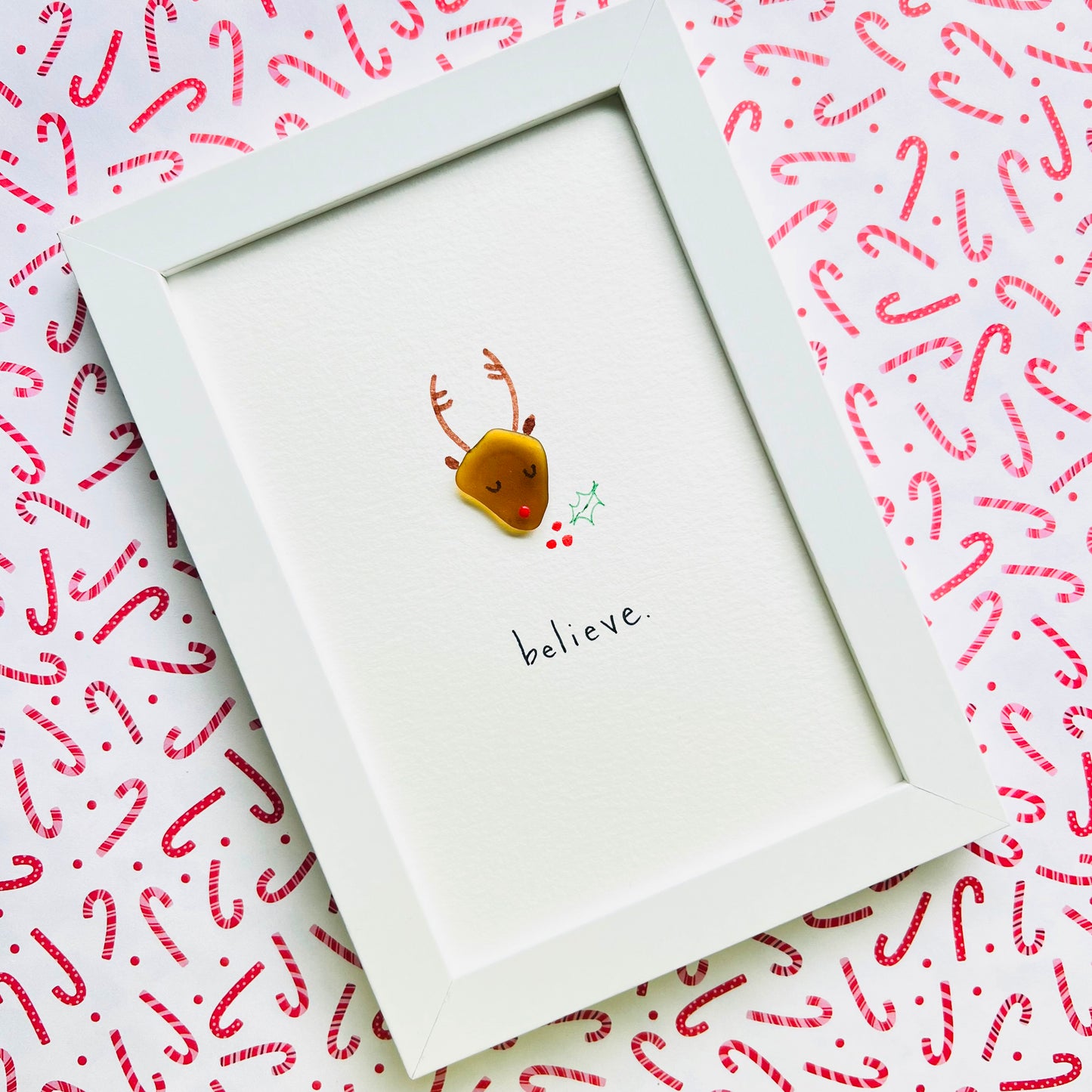 Reindeer Sea Glass Art