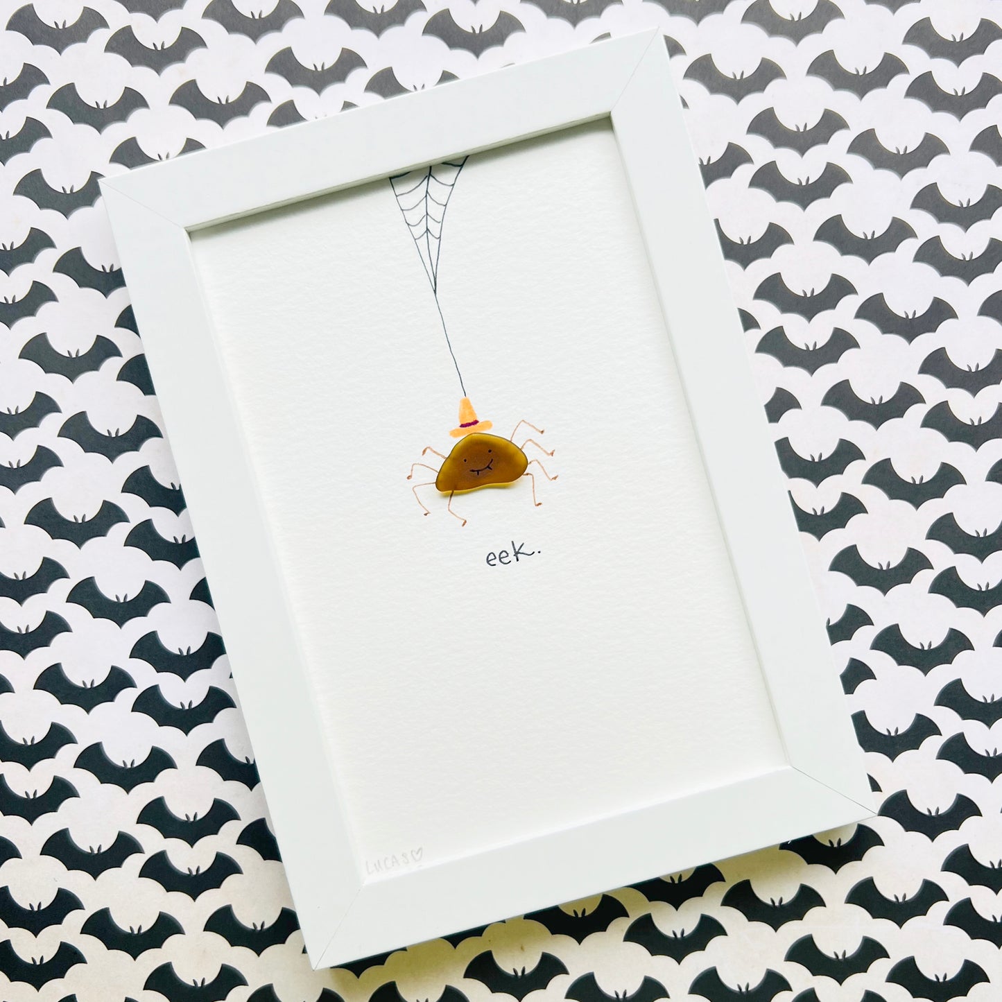 Halloween Spider Sea Glass Art