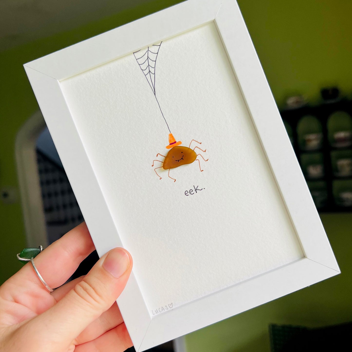 Halloween Spider Sea Glass Art