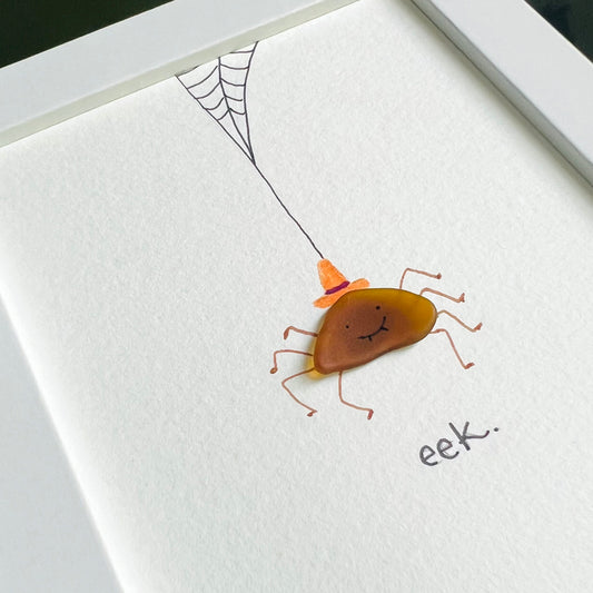 Halloween Spider Sea Glass Art