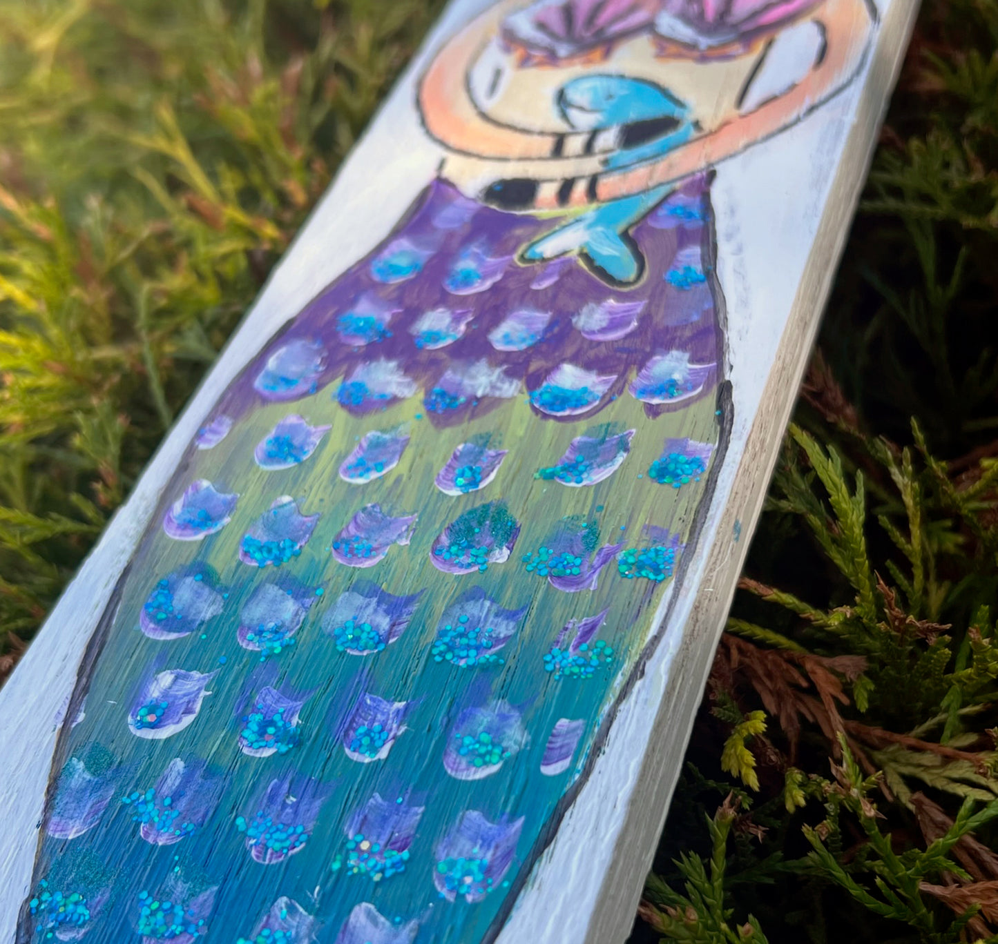 Cat Mermaid Driftwood Painting