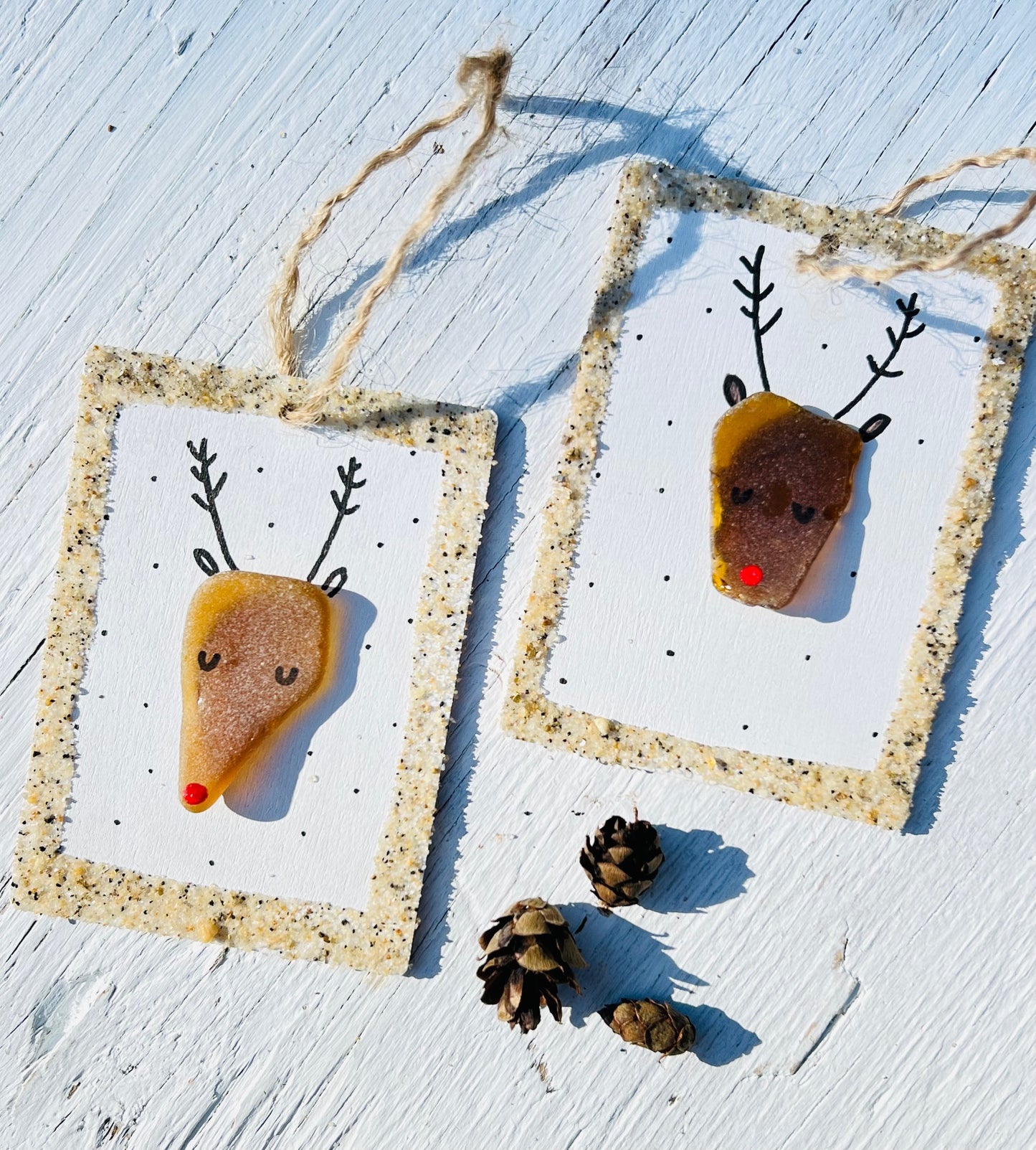 Rudolph the Red Nosed Reindeer Sea Glass Ornament