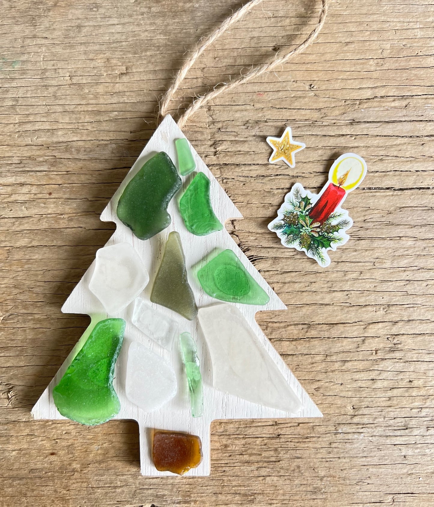 Scandinavian Tree Sea Glass Ornament