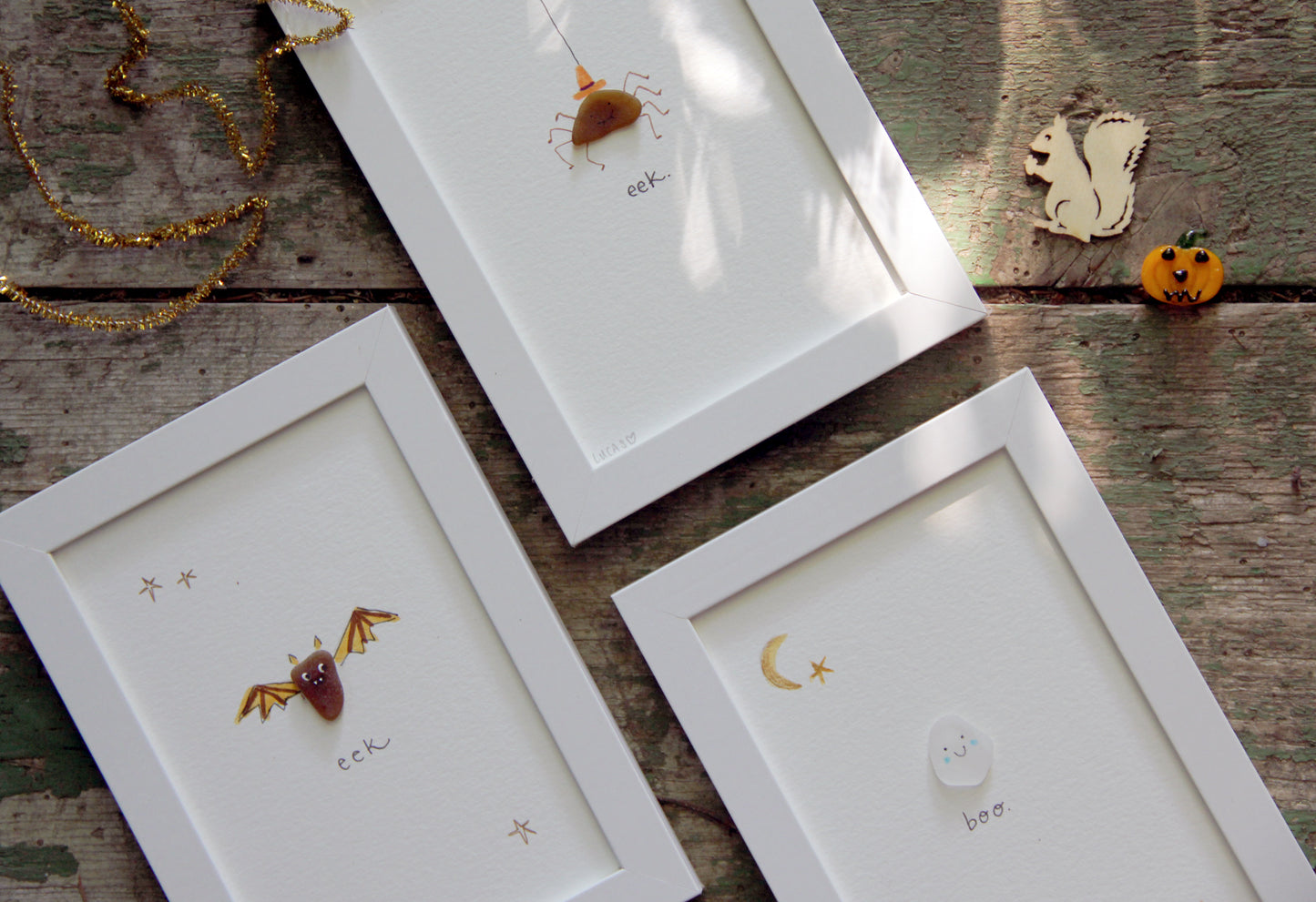 Halloween Spider Sea Glass Art