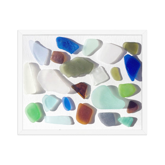 'Abstract Sea Glass' Framed Photograph of Beachcombing Finds