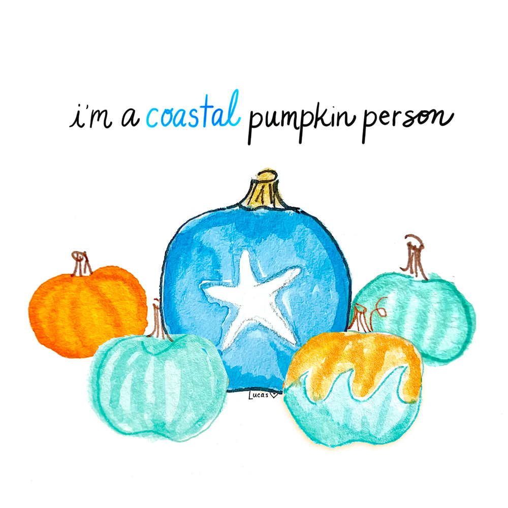 Coastal Pumpkin Person 8"x10" Wall Art