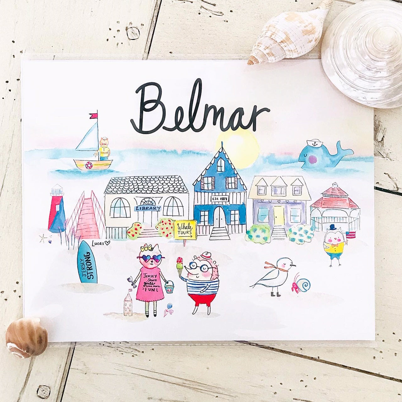 Belmar Beach, NJ 8"x10" Wall Art Print