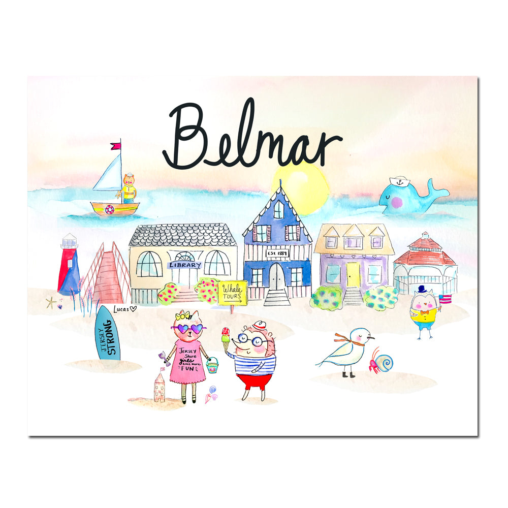 Belmar Beach, NJ 8"x10" Wall Art Print