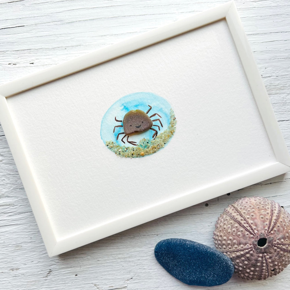 Cute Crab Customizable Sea Glass Art