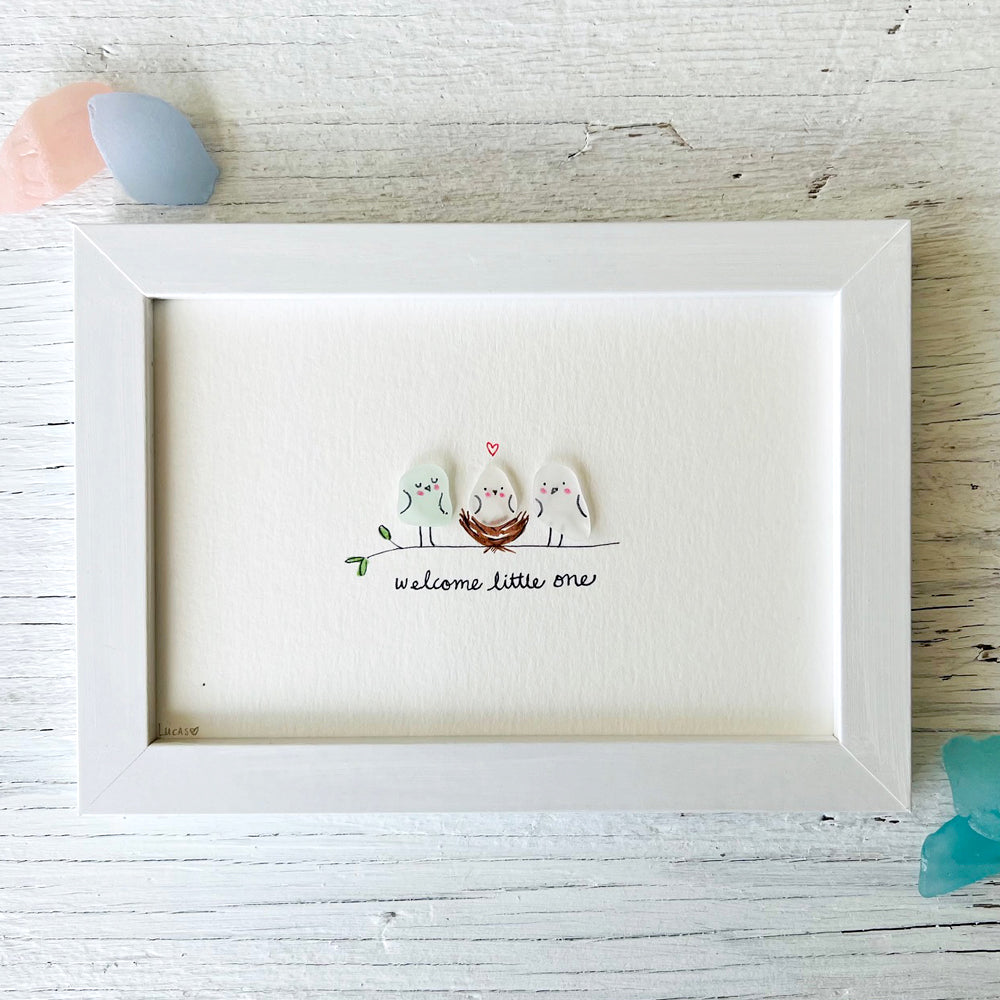 Welcome Baby Sea Glass Art by Sook & Hook