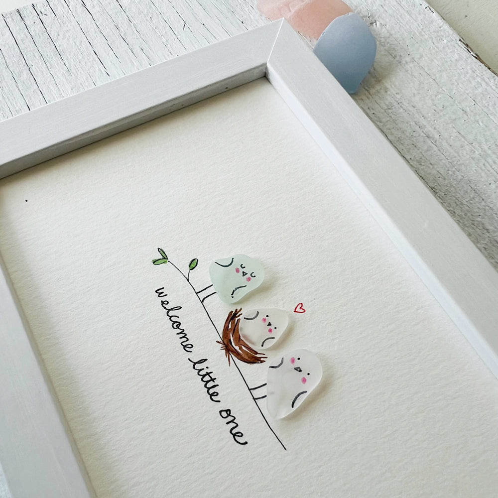 Welcome Baby Sea Glass Art by Sook & Hook