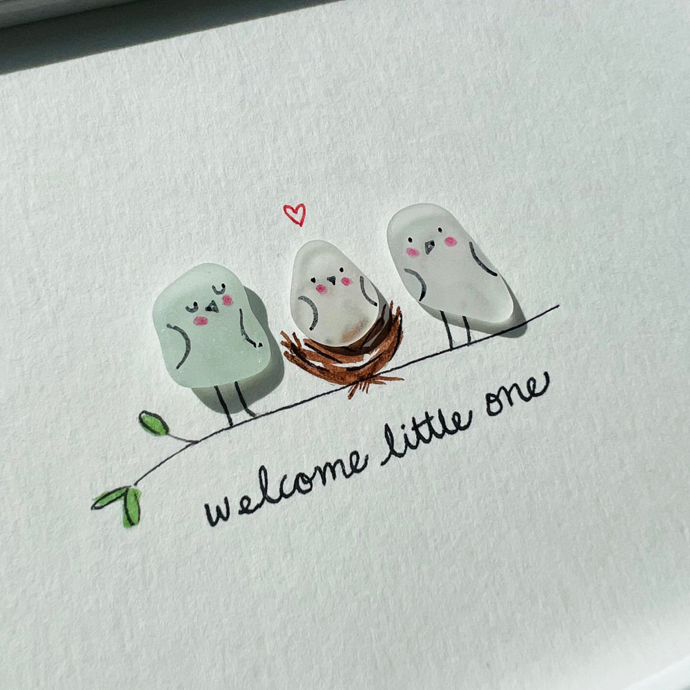 Welcome Baby Sea Glass Art by Sook & Hook