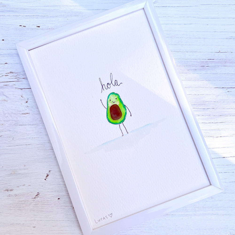 Hola Avocado Sea Glass Art