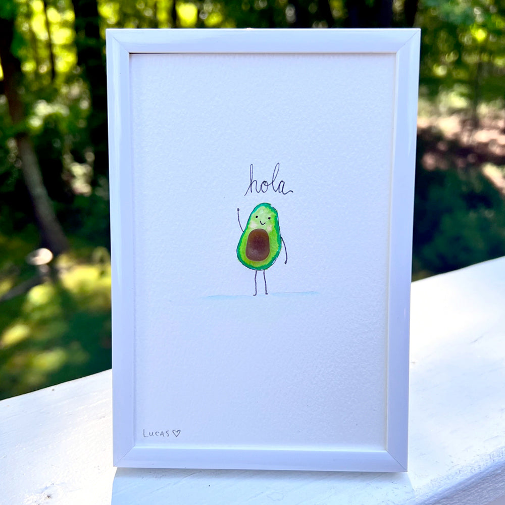 Hola Avocado Sea Glass Art