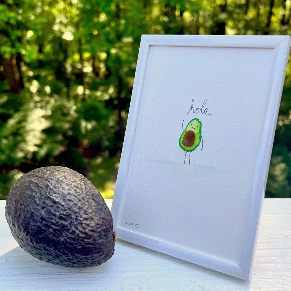 Hola Avocado Sea Glass Art