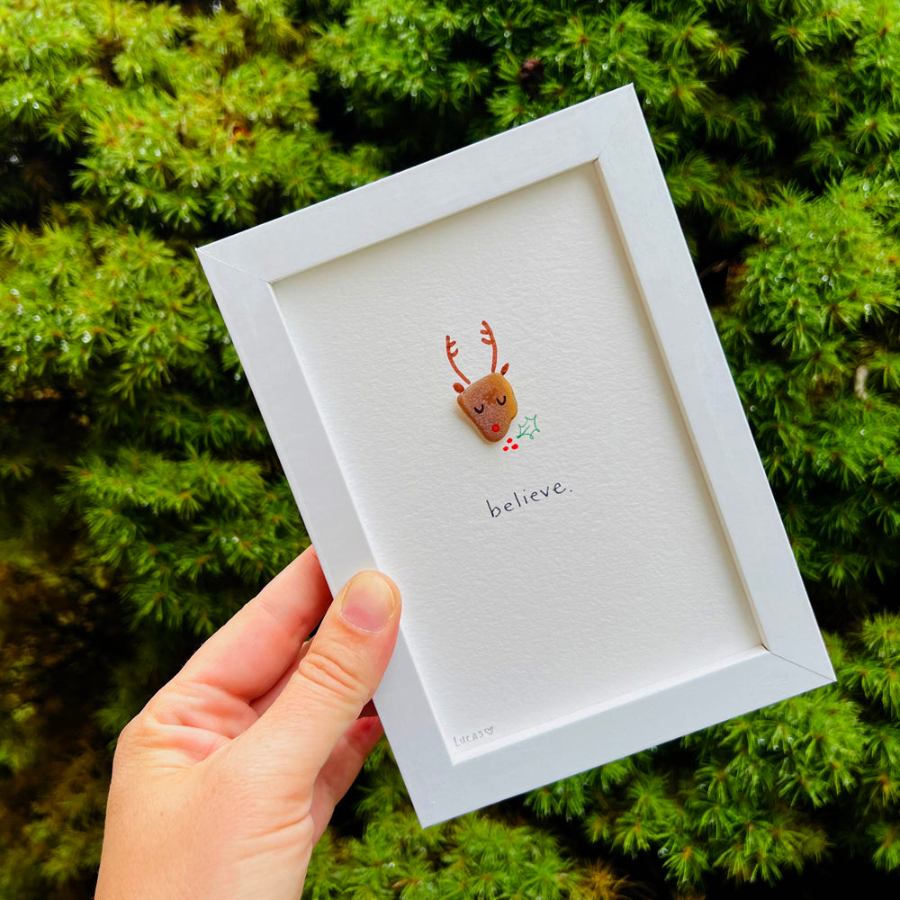 Reindeer Sea Glass Art